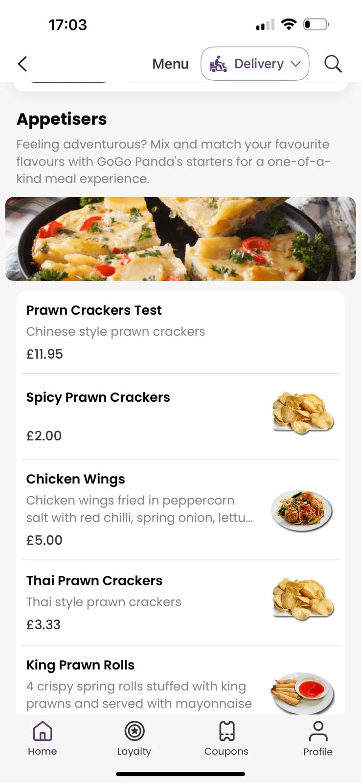 Order Tiger ordering app screen on iPhone