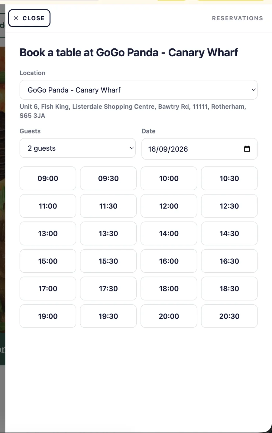 Table Reservations